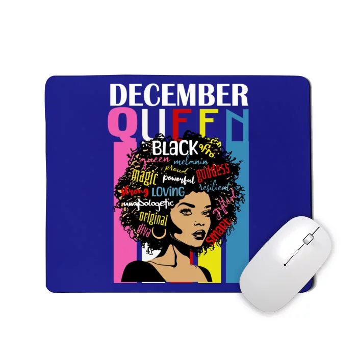 December Queen Birthday Traits Black Afro Hair Cool Gift Mousepad