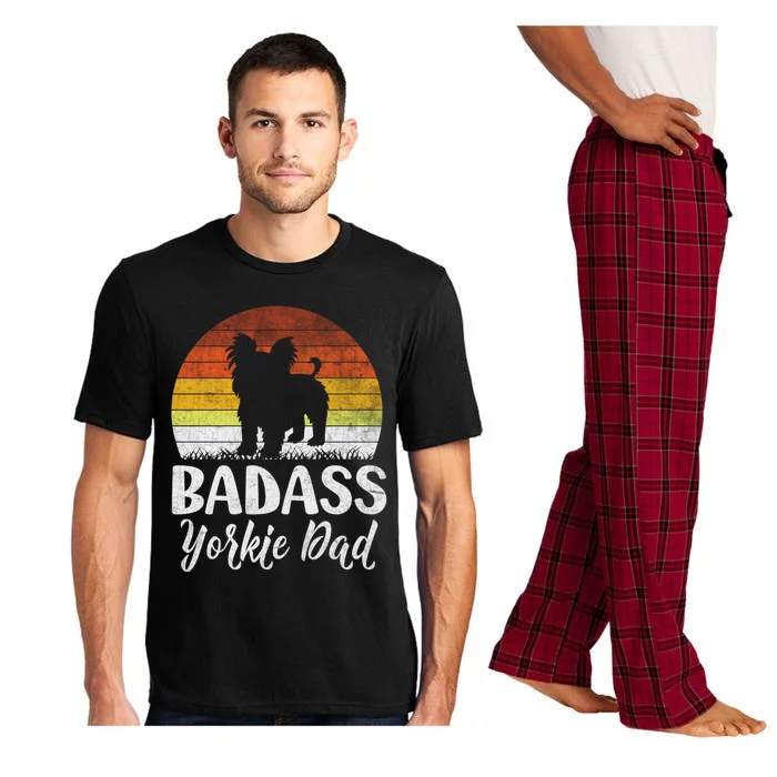 Distressed Quote Badass Yorkie Dog Lovers Vintage Dad Gift Pajama Set