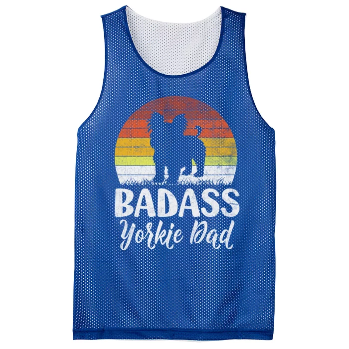 Distressed Quote Badass Yorkie Dog Lovers Vintage Dad Gift Mesh Reversible Basketball Jersey Tank