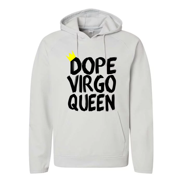 Dope Queen Decor Graphic Black White Virgo Astrology Zodiac Gift Performance Fleece Hoodie