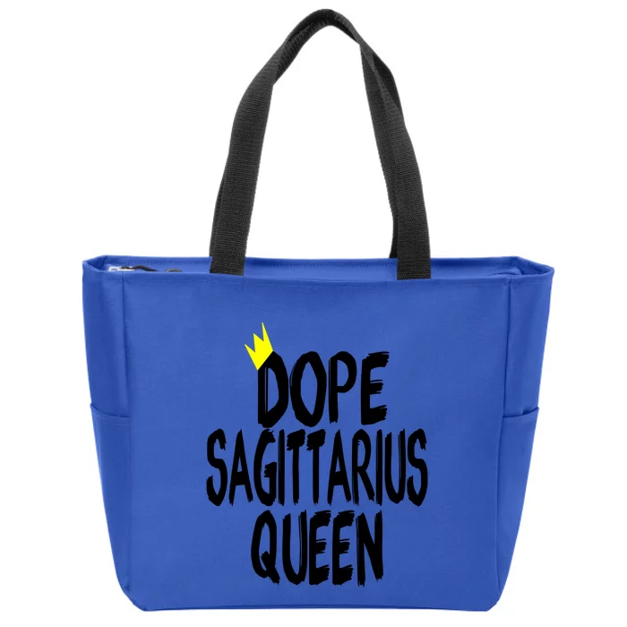 Dope Queen Decor Graphic Black White Sagittarius Astrology Funny Gift Zip Tote Bag