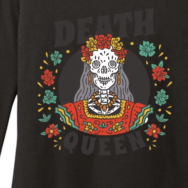 Death Queen Floral Womens CVC Long Sleeve Shirt