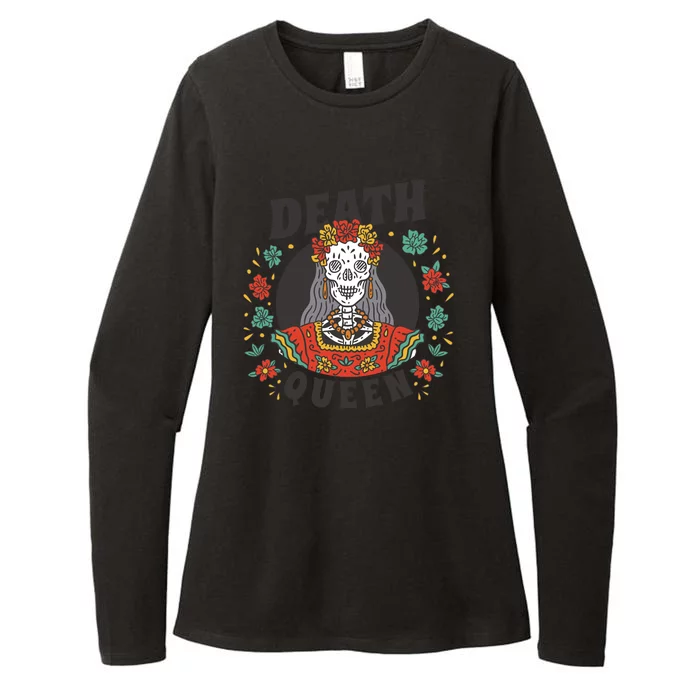 Death Queen Floral Womens CVC Long Sleeve Shirt