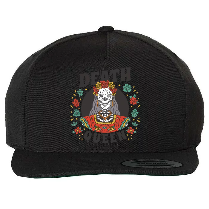 Death Queen Floral Wool Snapback Cap