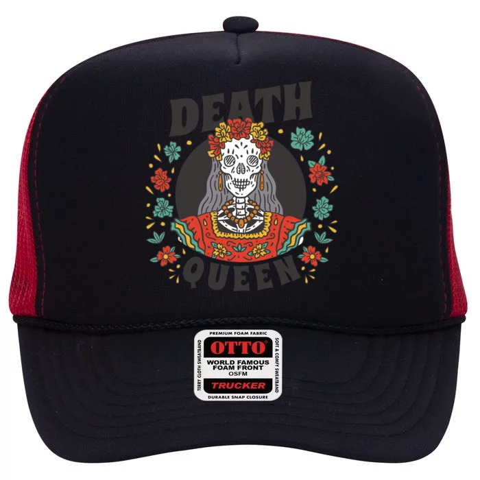 Death Queen Floral High Crown Mesh Trucker Hat