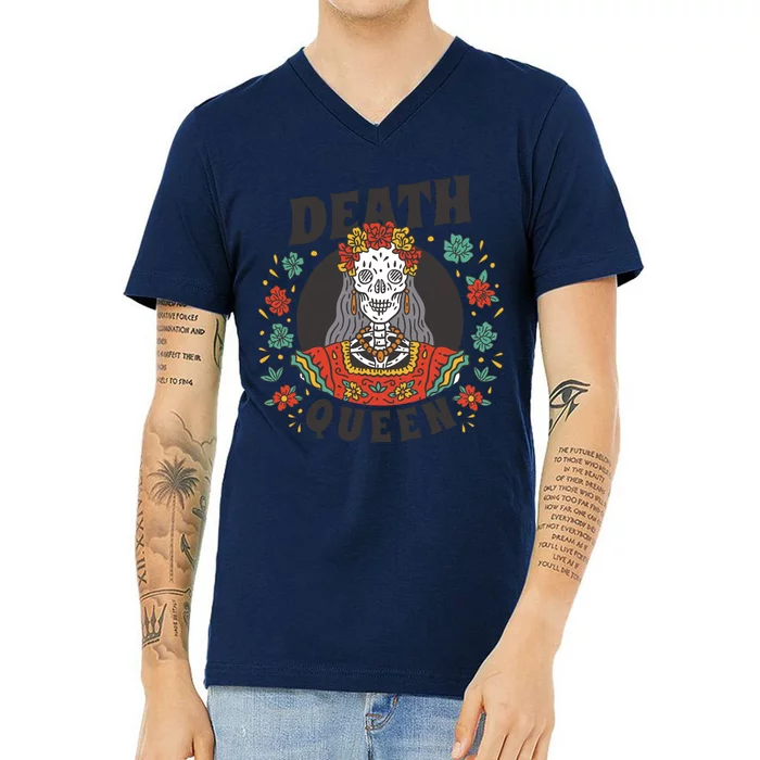 Death Queen Floral V-Neck T-Shirt