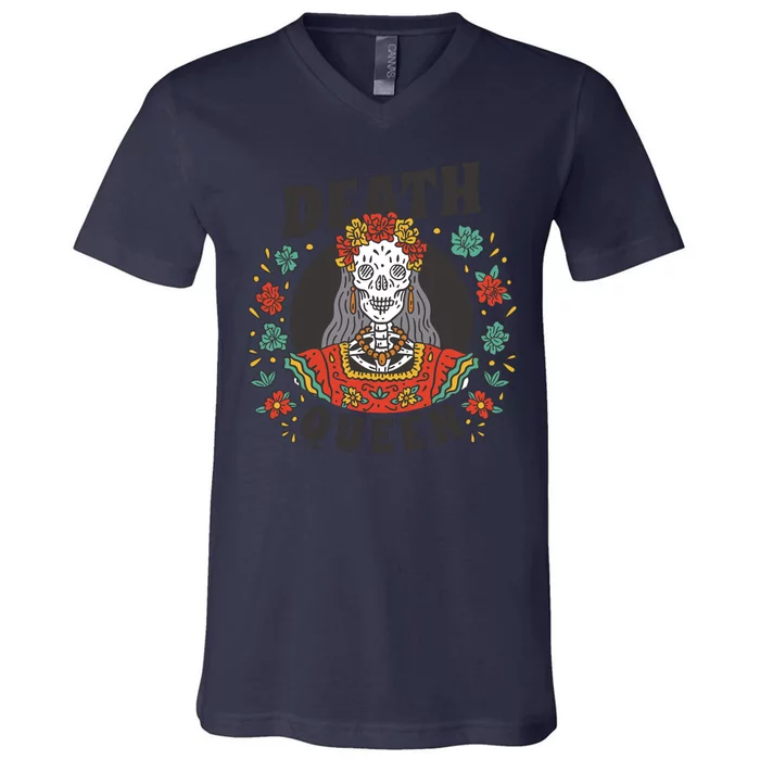 Death Queen Floral V-Neck T-Shirt