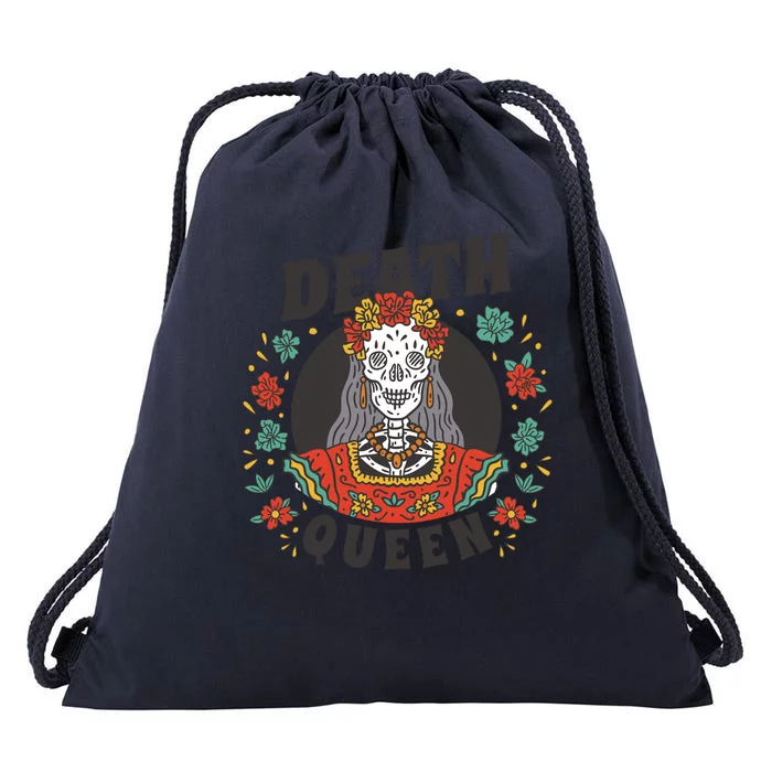 Death Queen Floral Drawstring Bag