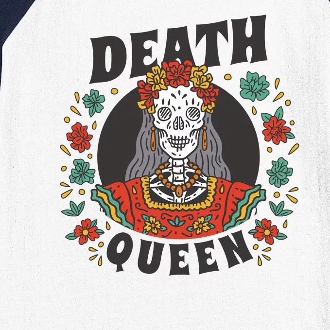 Death Queen Floral Baseball Sleeve Shirt