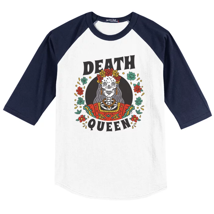 Death Queen Floral Baseball Sleeve Shirt