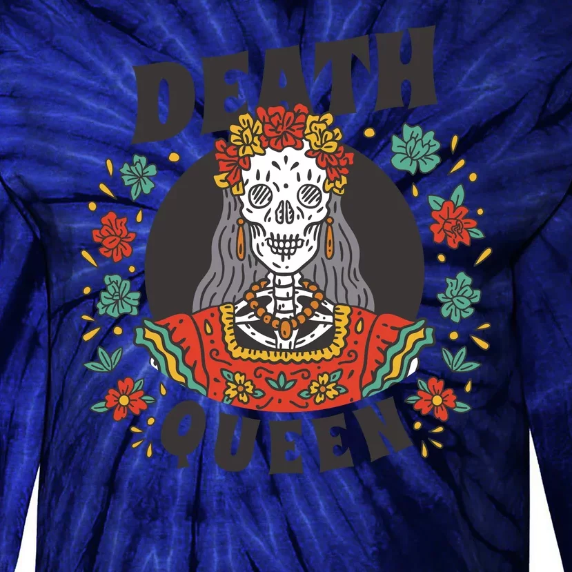 Death Queen Floral Tie-Dye Long Sleeve Shirt