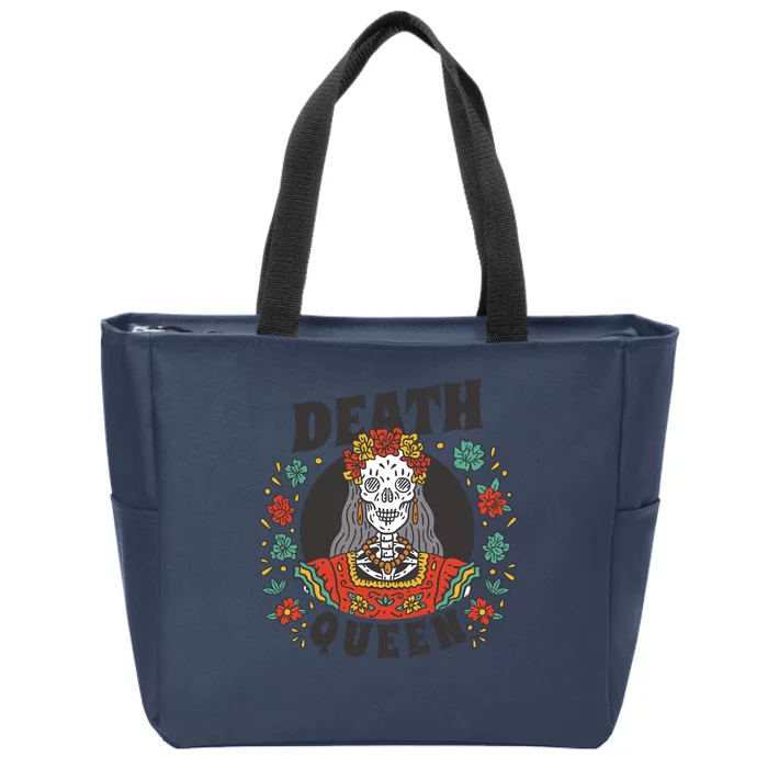 Death Queen Floral Zip Tote Bag