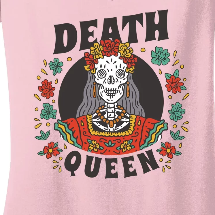 Death Queen Floral Women's V-Neck T-Shirt