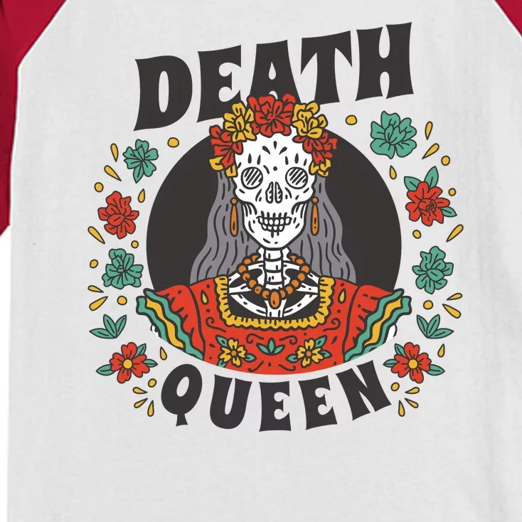 Death Queen Floral Kids Colorblock Raglan Jersey