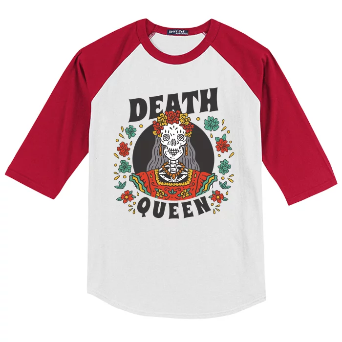 Death Queen Floral Kids Colorblock Raglan Jersey