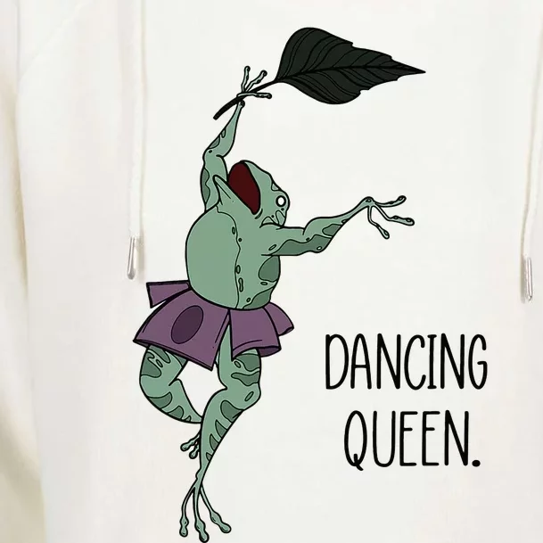 Dancing Queen Frog Ballet Dance Womens Funnel Neck Pullover Hood