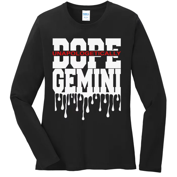 Dope Queen King Graphic Decor Gemini Astrology Zodiac Ladies Long Sleeve Shirt