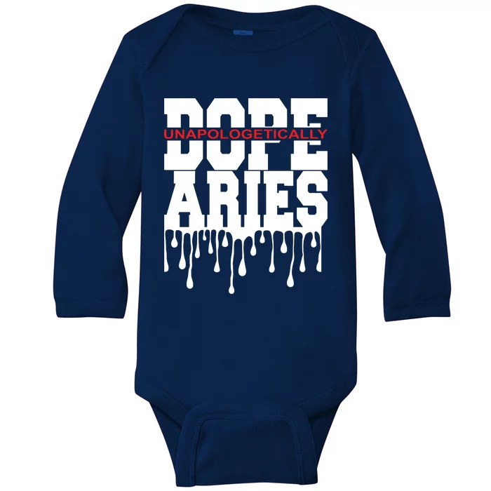 Dope Queen King Graphic Decor Aries Astrology Zodiac Baby Long Sleeve Bodysuit