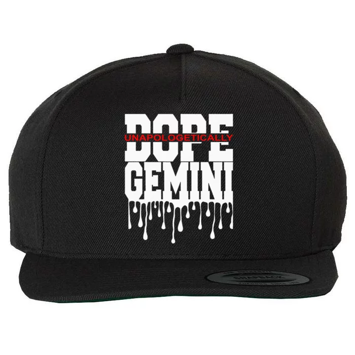 Dope Queen King Graphic Decor Gemini Astrology Zodiac Wool Snapback Cap