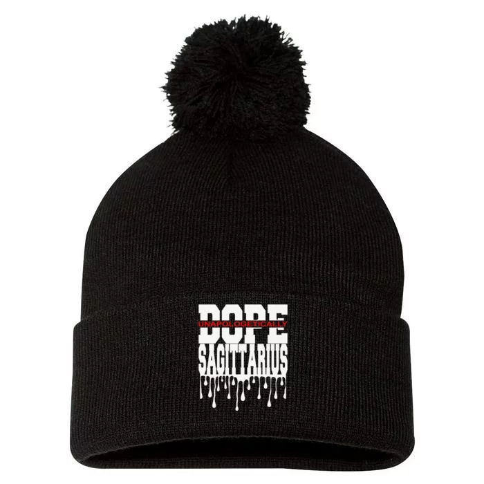 Dope Queen King Graphic Decor Sagittarius Astrology Zodiac Pom Pom 12in Knit Beanie