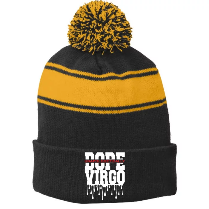 Dope Queen King Graphic Decor Virgo Astrology Zodiac Stripe Pom Pom Beanie