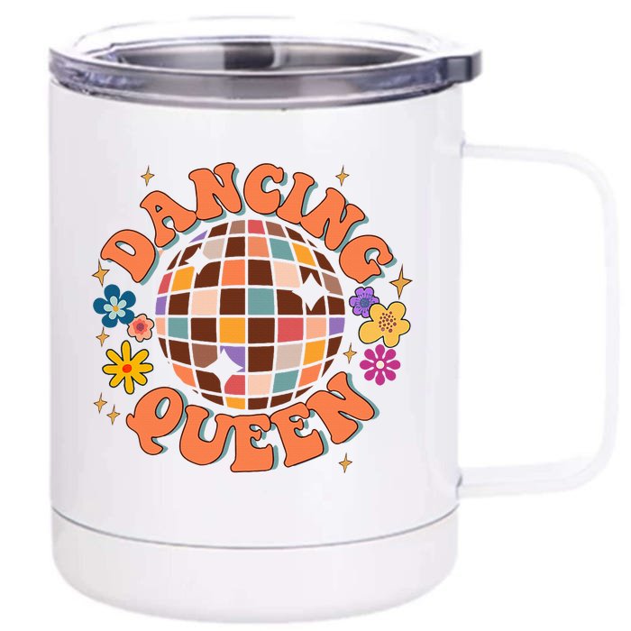 Dancing Queen Retro Bridesmaids 70’S Disco Bachelorette Front & Back 12oz Stainless Steel Tumbler Cup