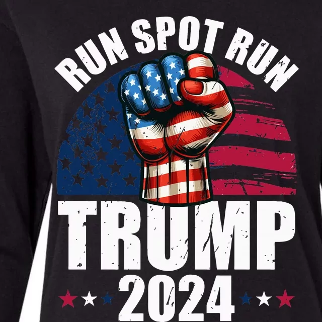 Debate Quote Run Spot Run Trump 2024 Election Campaign Womens Cotton Relaxed Long Sleeve T-Shirt