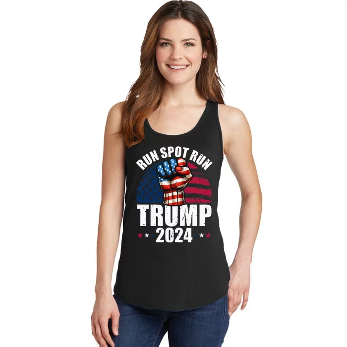 Debate Quote Run Spot Run Trump 2024 Election Campaign Ladies Essential Tank