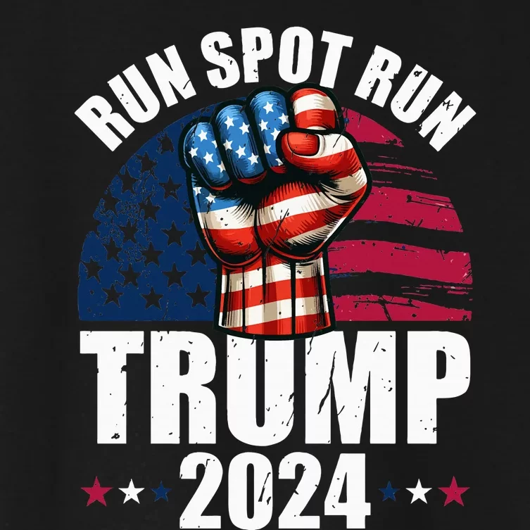 Debate Quote Run Spot Run Trump 2024 Election Campaign Women's Crop Top Tee