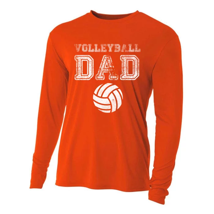 Distressed Quote Vintage Volleyball Dad Gift Cooling Performance Long Sleeve Crew