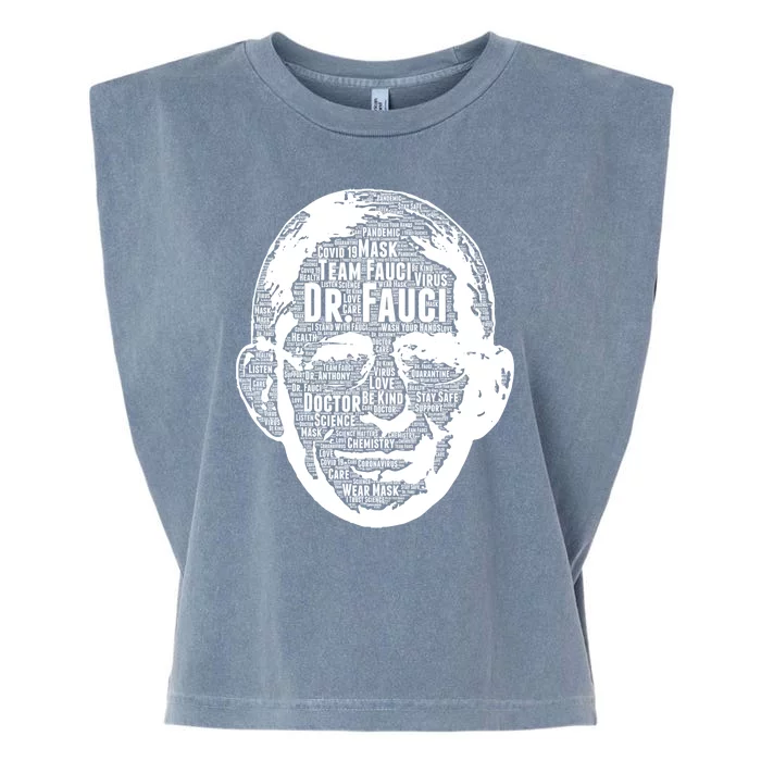 Dr. Fauci Word Face Portrait Garment-Dyed Women's Muscle Tee