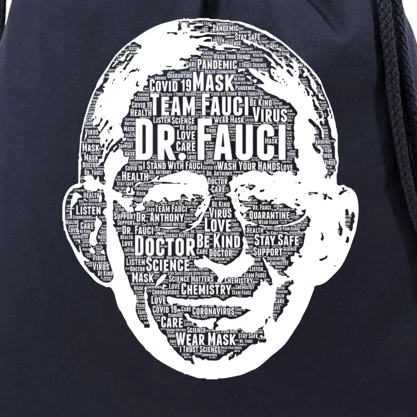 Dr. Fauci Word Face Portrait Drawstring Bag