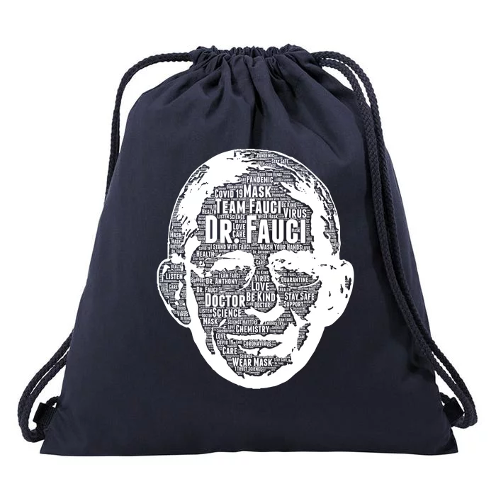 Dr. Fauci Word Face Portrait Drawstring Bag