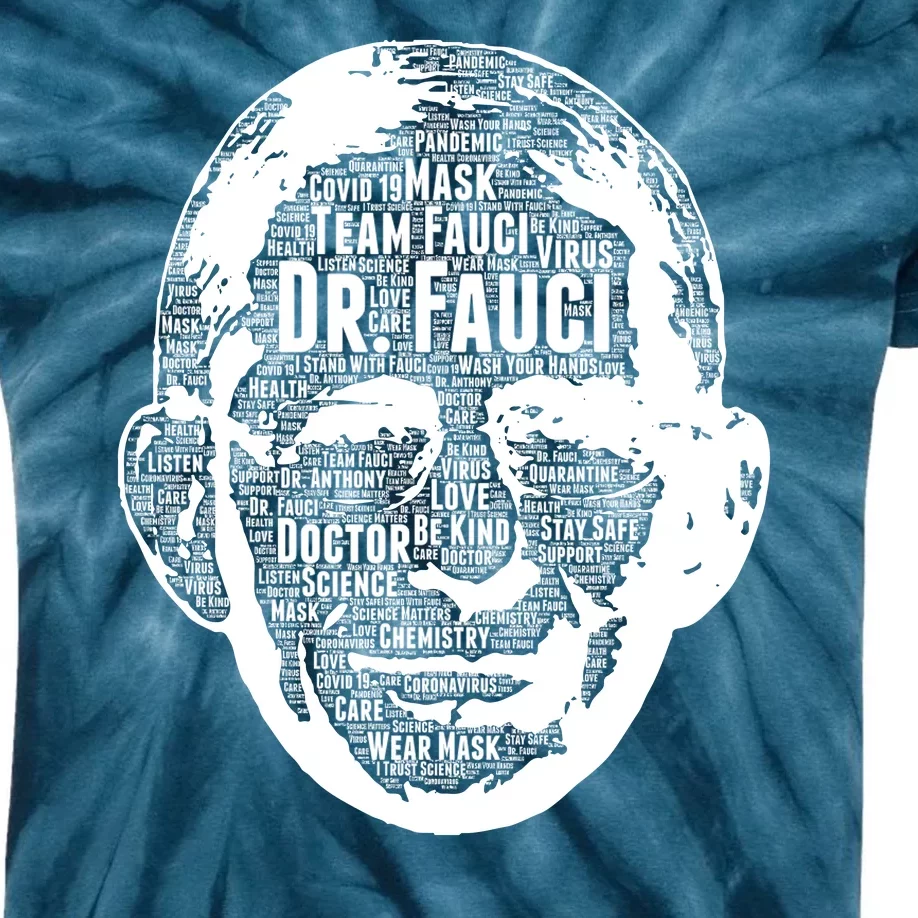 Dr. Fauci Word Face Portrait Kids Tie-Dye T-Shirt