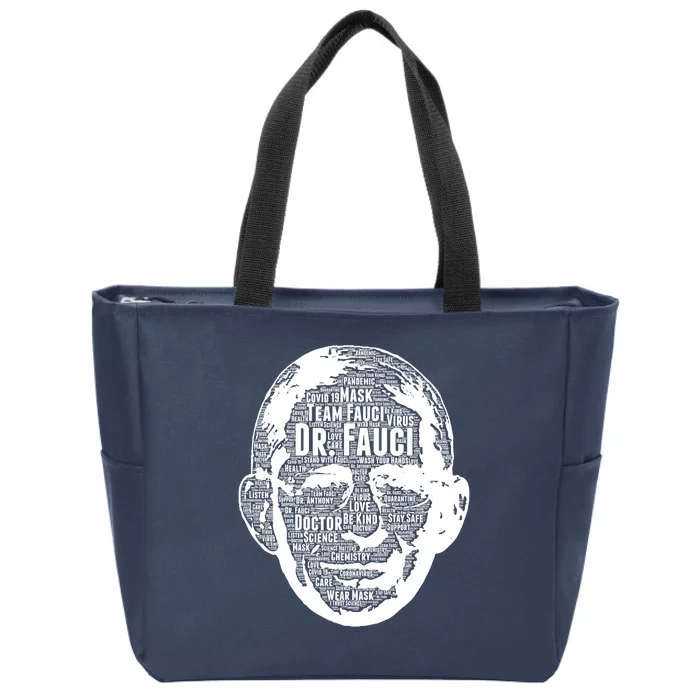 Dr. Fauci Word Face Portrait Zip Tote Bag