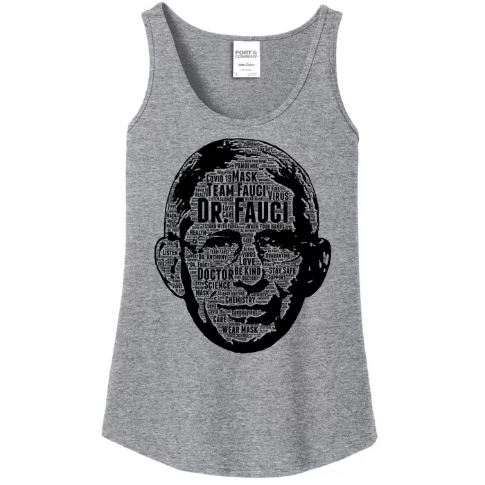 Dr. Fauci Word Face Portrait Ladies Essential Tank