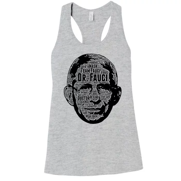 Dr. Fauci Word Face Portrait Women's Racerback Tank