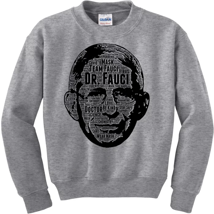 Dr. Fauci Word Face Portrait Kids Sweatshirt