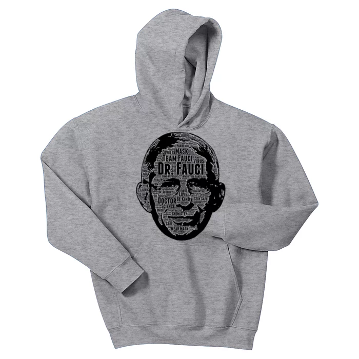 Dr. Fauci Word Face Portrait Kids Hoodie