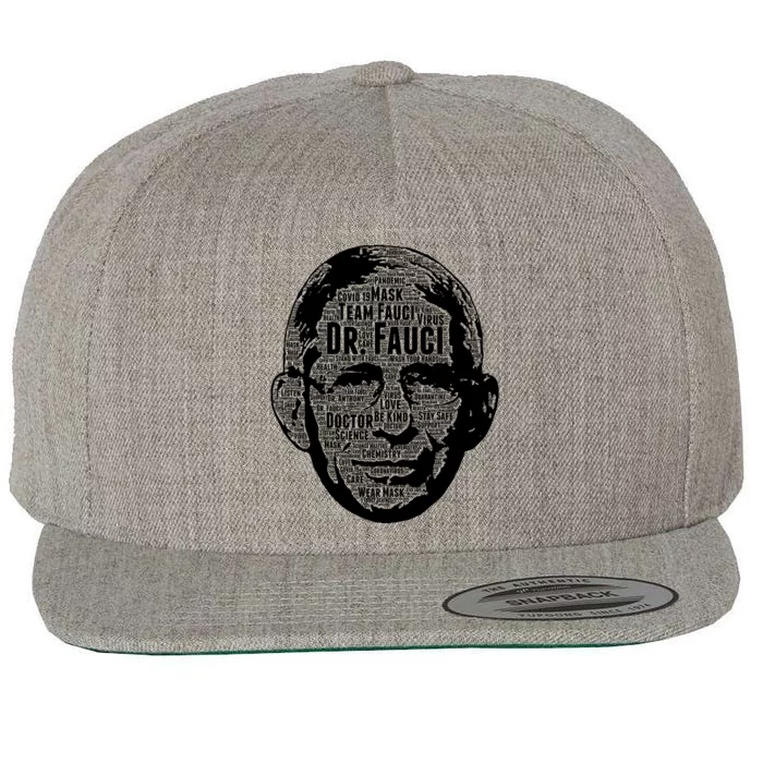 Dr. Fauci Word Face Portrait Wool Snapback Cap