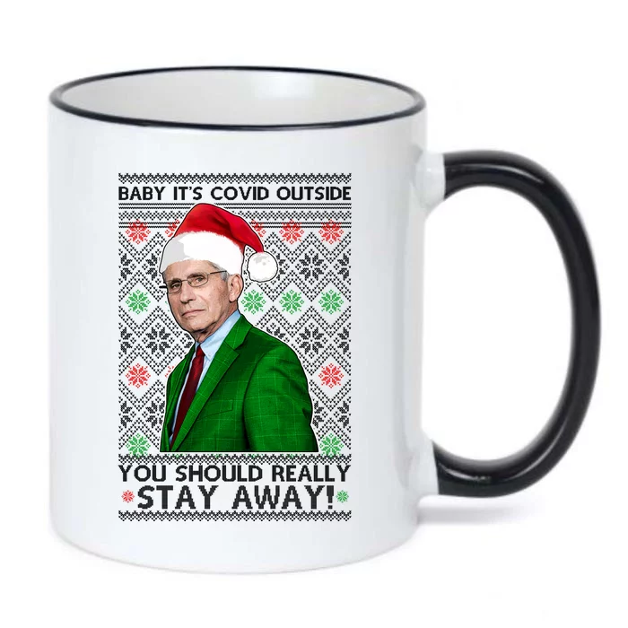 Dr Fauci Baby It's Covid Outside Ugly Christmas Sweater Black Color Changing Mug