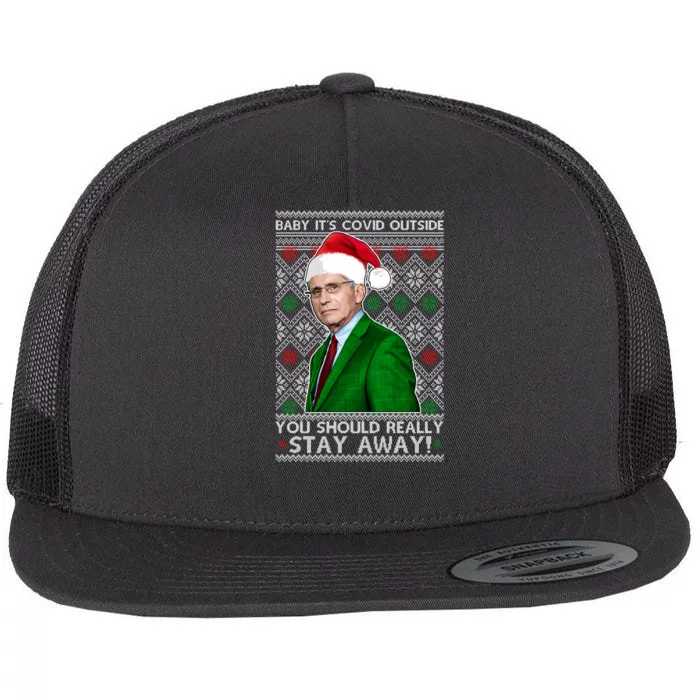 Dr Fauci Baby It's Covid Outside Ugly Christmas Sweater Flat Bill Trucker Hat