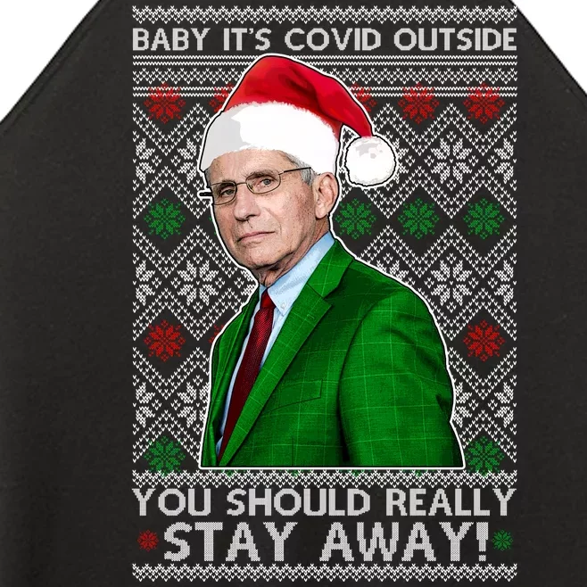 Dr Fauci Baby It's Covid Outside Ugly Christmas Sweater Women’s Perfect Tri Rocker Tank