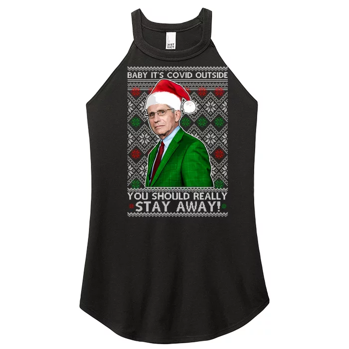 Dr Fauci Baby It's Covid Outside Ugly Christmas Sweater Women’s Perfect Tri Rocker Tank