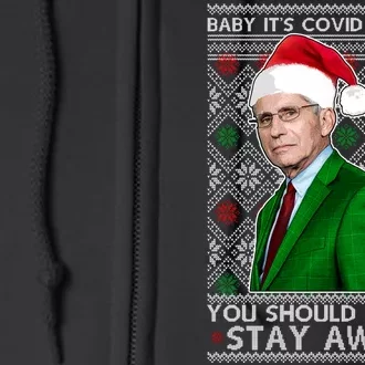 Dr Fauci Baby It's Covid Outside Ugly Christmas Sweater Full Zip Hoodie