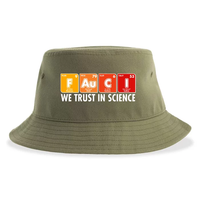 Dr Fauci We Trust In Science Periodical Table Elements Sustainable Bucket Hat