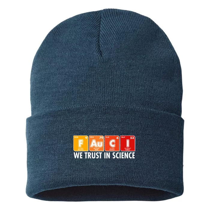 Dr Fauci We Trust In Science Periodical Table Elements Sustainable Knit Beanie