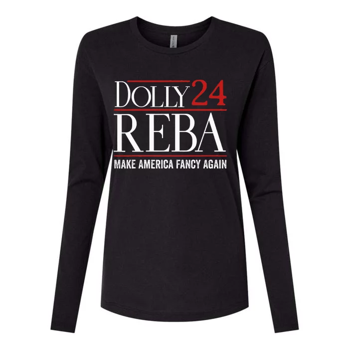 Dolly Reba 2024 Make America Fancy Again Womens Cotton Relaxed Long Sleeve T-Shirt