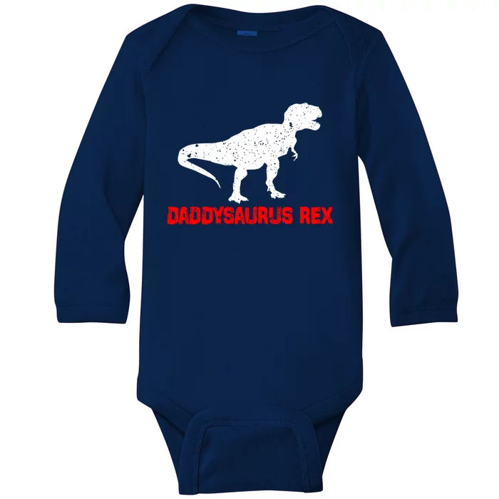 Daddysaurus Rex 2 Sunset Funny For Fathers Day Gift Baby Long Sleeve Bodysuit