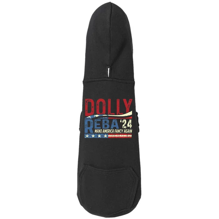 Dolly Reba 2024 Make America Fancy Again Flag Usa Doggie 3-End Fleece Hoodie